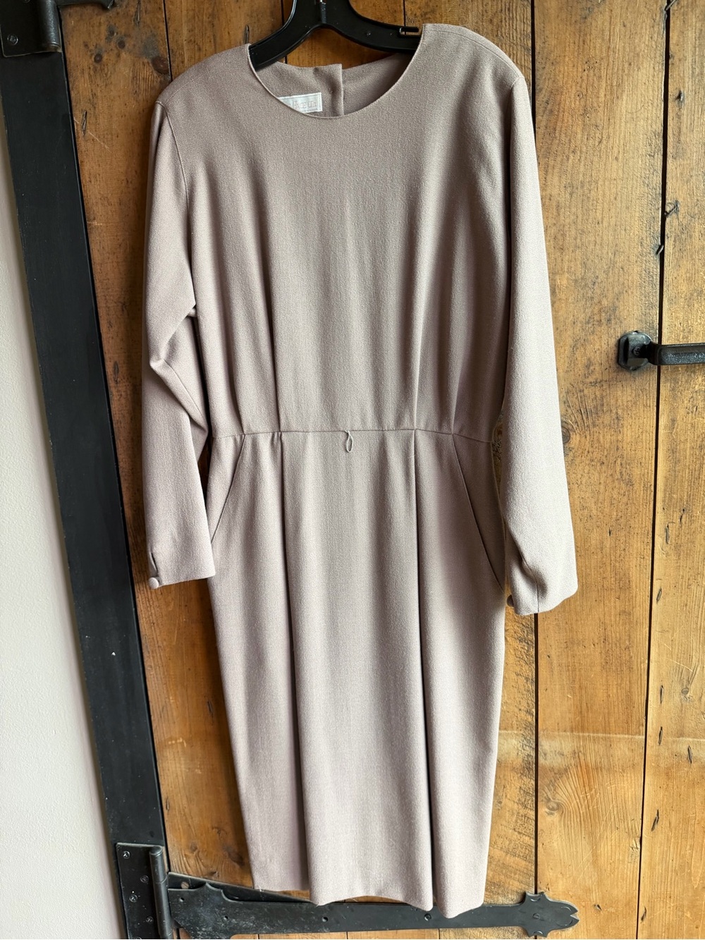 Classic Long Sleeve Crewneck Dress in Taupe